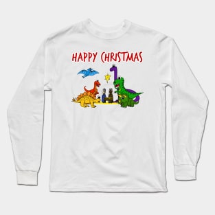 Christmas Dinosaur Nativity Jesus Funny Christian Humor Long Sleeve T-Shirt